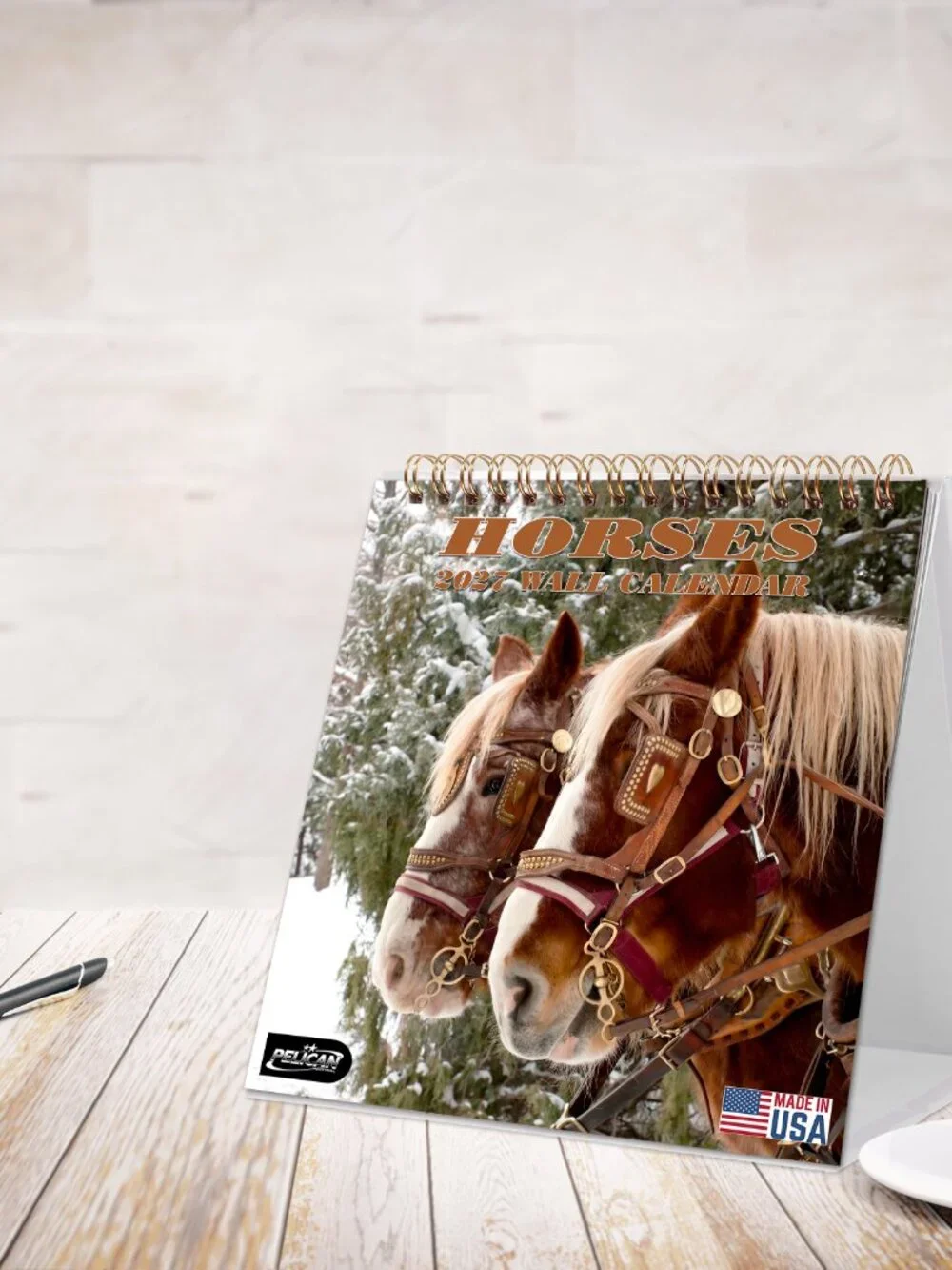 2027-12 Months Desk Calendar Desktop Planner with To-Do List (Horses)